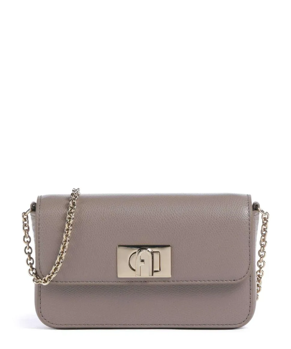 1927 Mini Umhängetasche genarbtes Leder taupe