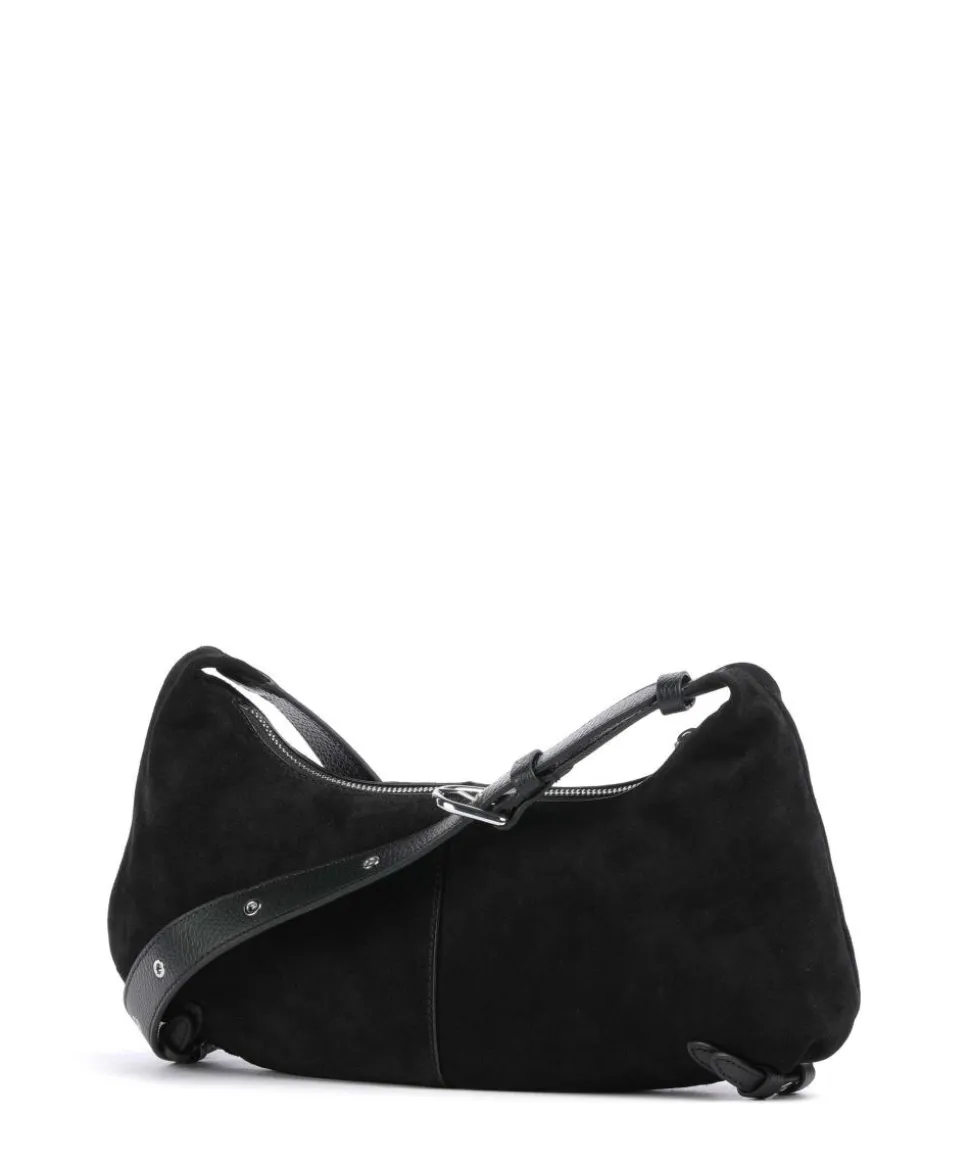 Abigail Suede Schultertasche aufgerautes Leder schwarz
