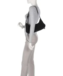 Abigail Suede Schultertasche aufgerautes Leder schwarz