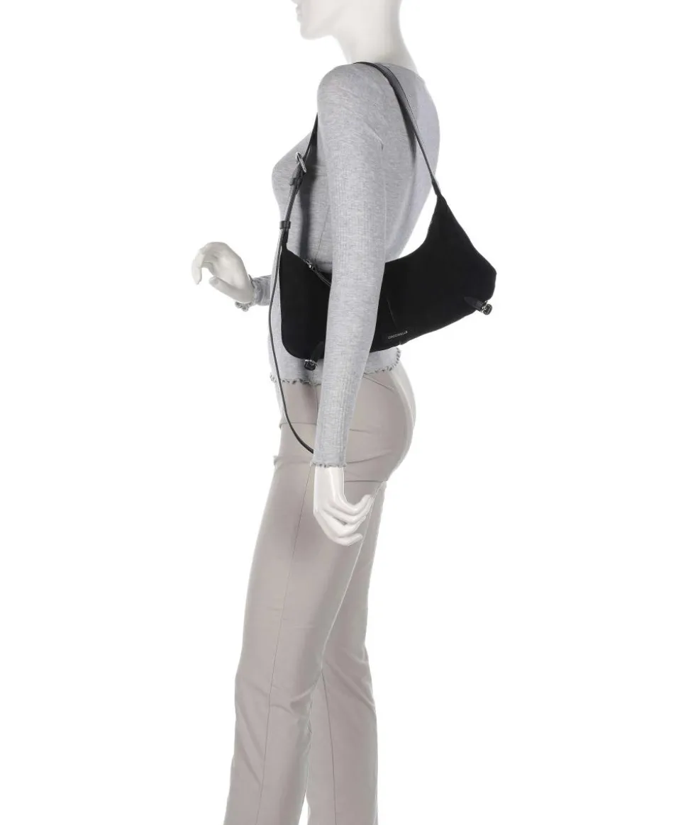 Abigail Suede Schultertasche aufgerautes Leder schwarz