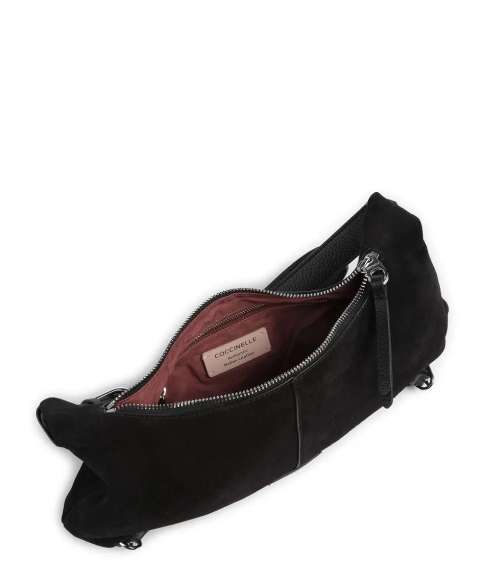 Abigail Suede Schultertasche aufgerautes Leder schwarz