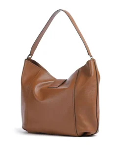 Addie Beuteltasche genarbtes Leder braun