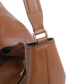 Addie Beuteltasche genarbtes Leder braun