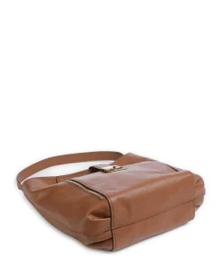 Addie Beuteltasche genarbtes Leder braun