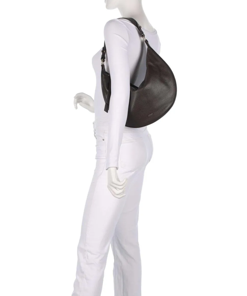 Adria Lulu Small Beuteltasche genarbtes Leder dunkelbraun