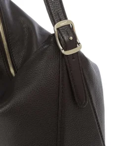 Agave Carina Beuteltasche genarbtes Leder dunkelbraun