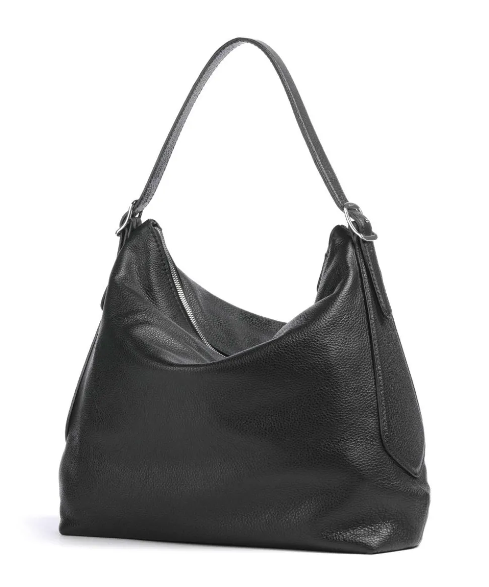 Agave Carina Beuteltasche genarbtes Leder schwarz