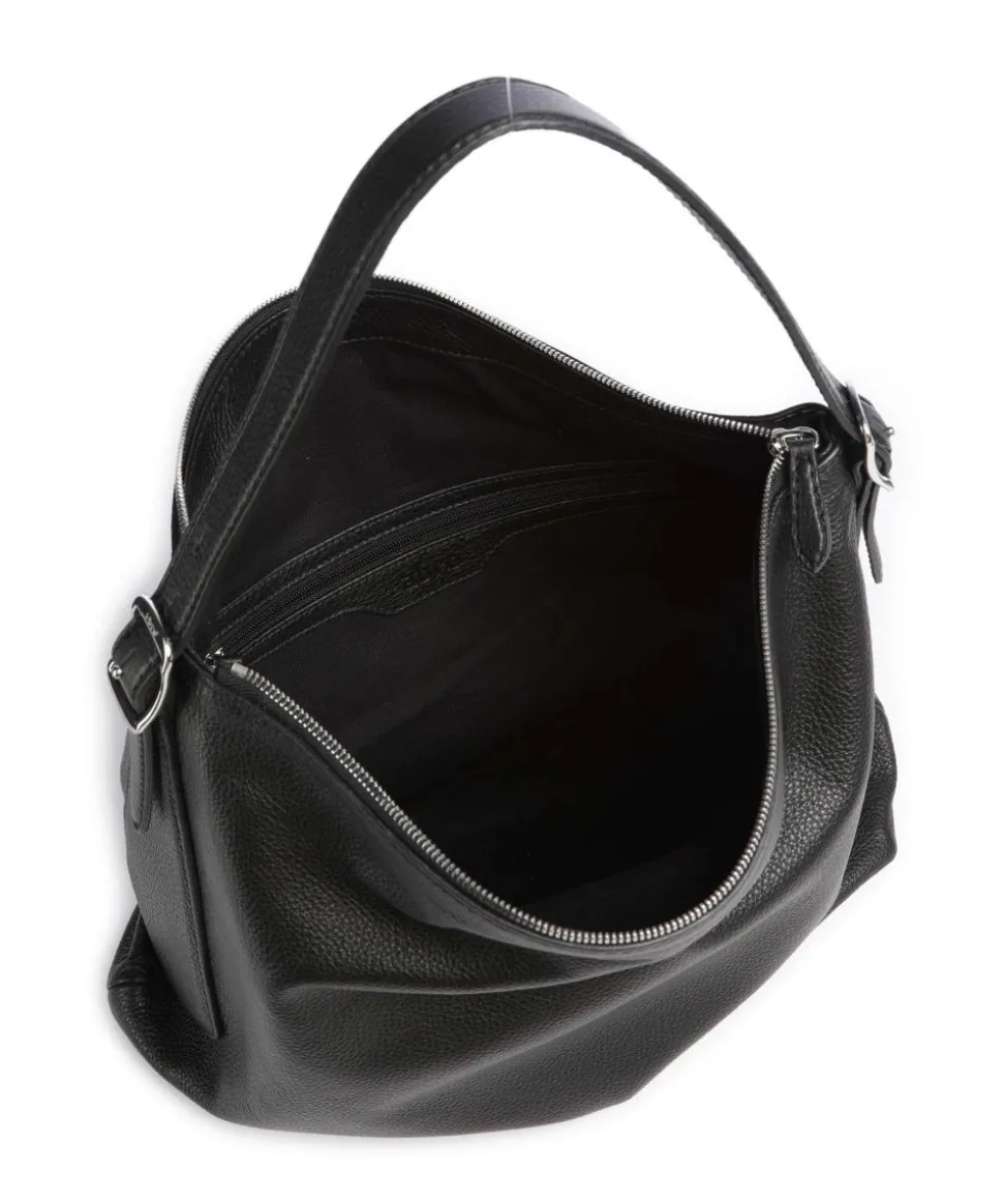 Agave Carina Beuteltasche genarbtes Leder schwarz