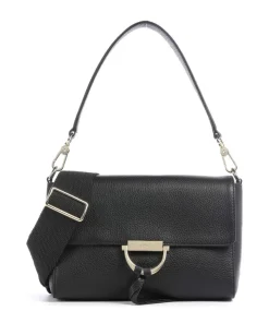 Agave Temi Schultertasche genarbtes Leder schwarz