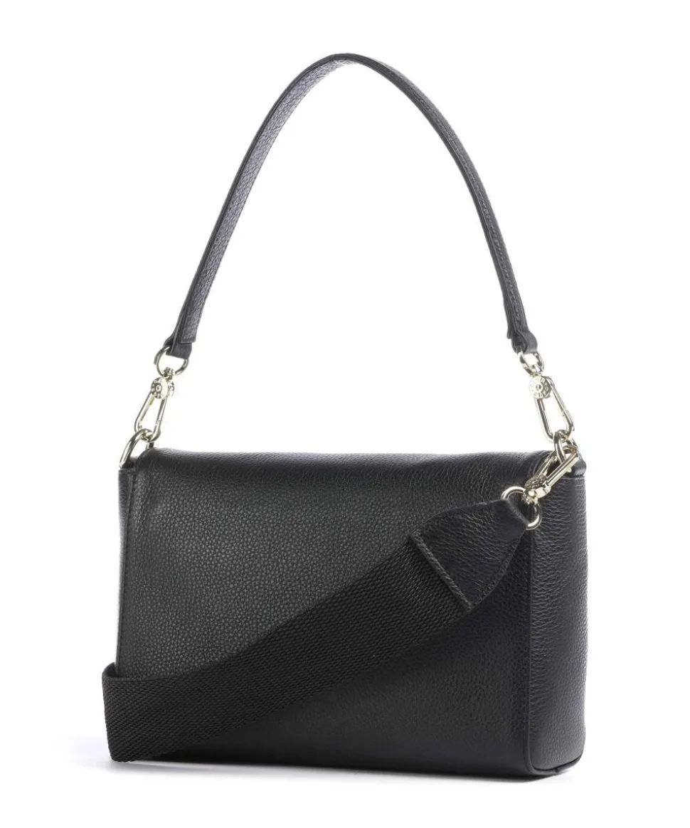 Agave Temi Schultertasche genarbtes Leder schwarz