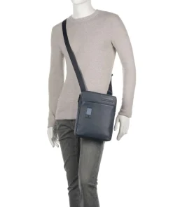 AKRON Umhängetasche 10″ fein genarbtes Rindsleder dunkelblau