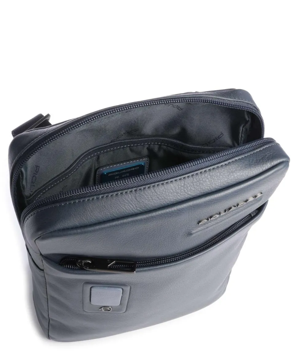 AKRON Umhängetasche 10″ fein genarbtes Rindsleder dunkelblau