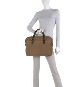 Aktentasche 15″ aufgerautes Rindsleder taupe