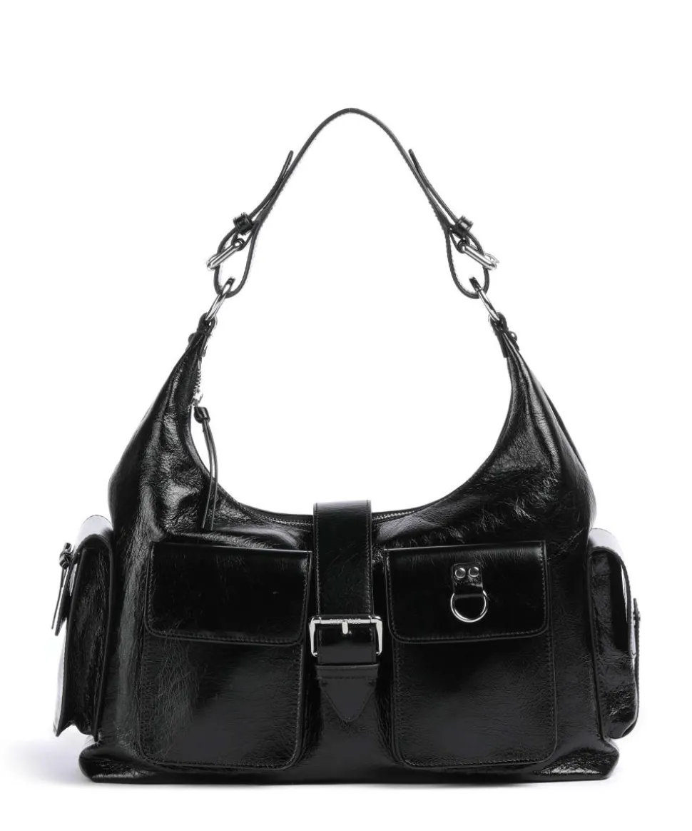 Amelia Large Beuteltasche genarbtes Rindsleder schwarz