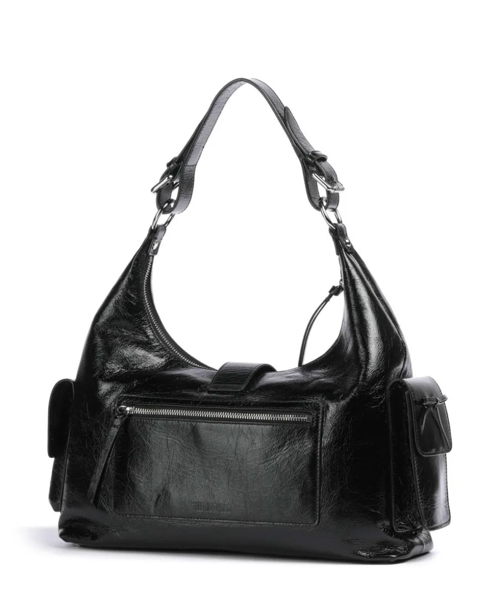 Amelia Large Beuteltasche genarbtes Rindsleder schwarz