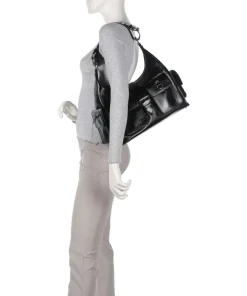 Amelia Large Beuteltasche genarbtes Rindsleder schwarz