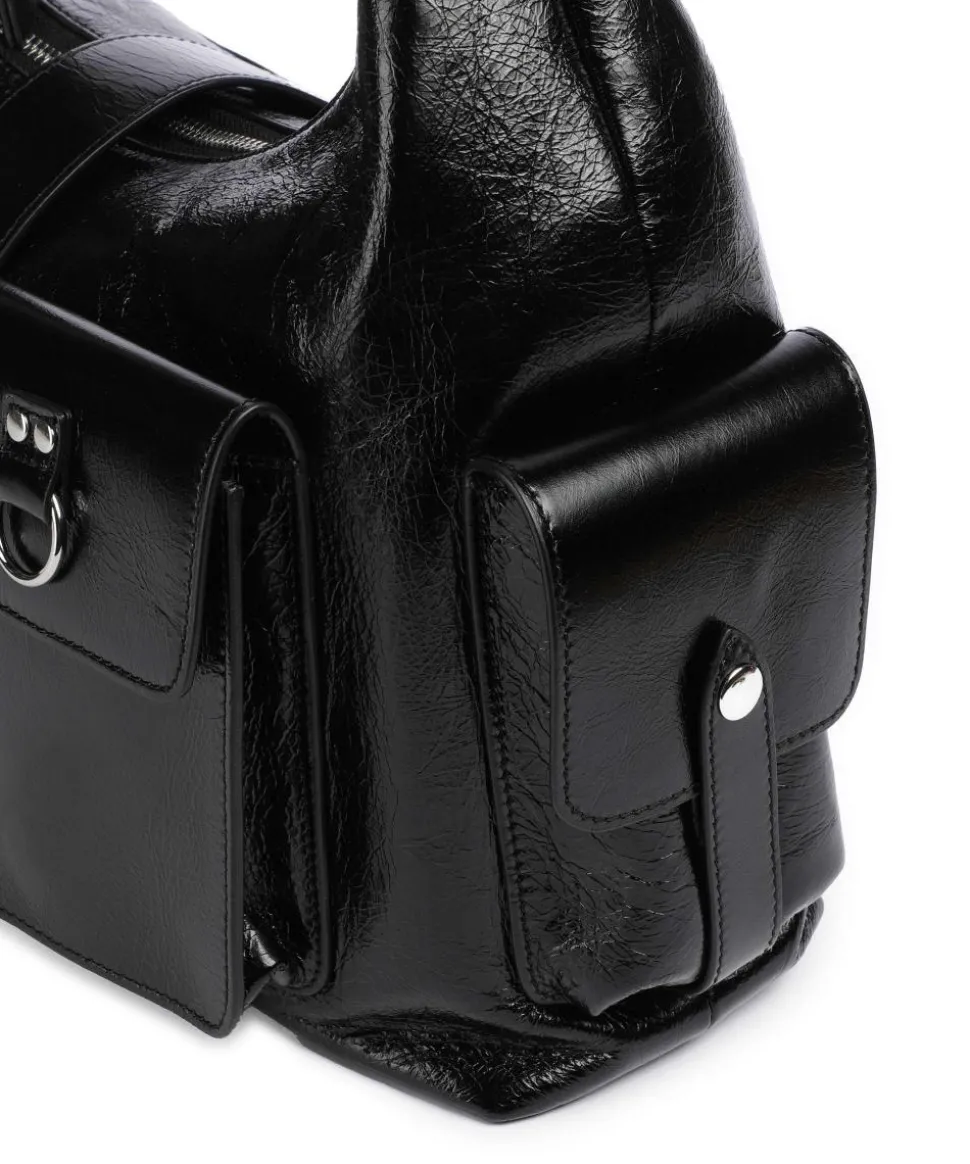 Amelia Large Beuteltasche genarbtes Rindsleder schwarz