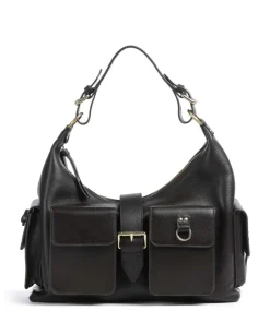 Amelia Large Schultertasche genarbtes Rindsleder dunkelbraun