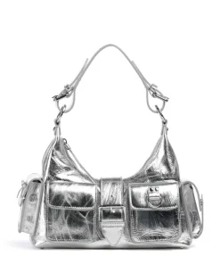Amelia Schultertasche fein genarbtes Rindsleder silber