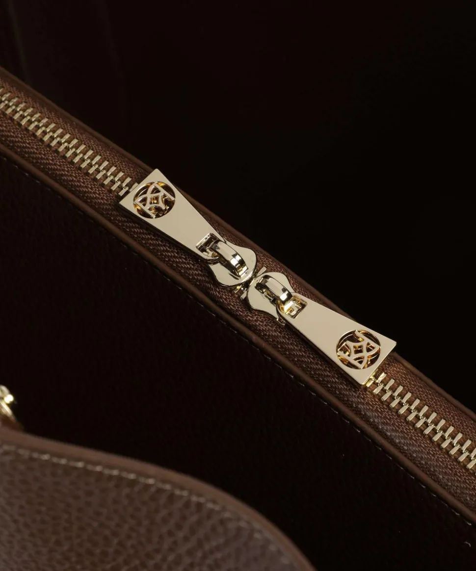 Ange Beuteltasche genarbtes Rindsleder braun