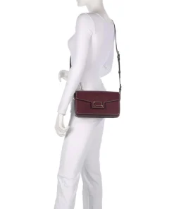 Angele M Schultertasche fein genarbtes Rindsleder brombeer