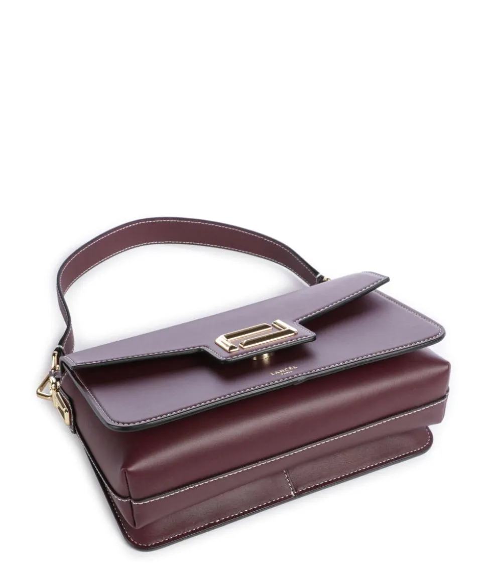 Angele M Schultertasche fein genarbtes Rindsleder brombeer