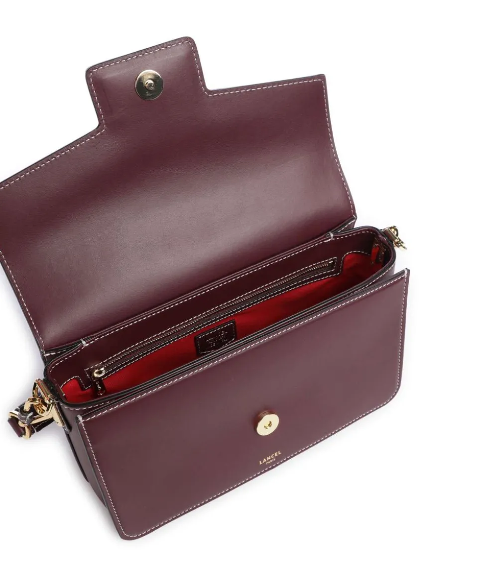 Angele M Schultertasche fein genarbtes Rindsleder brombeer