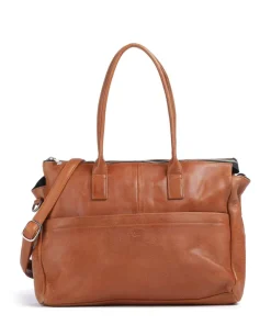 Anouk Anouk Shopper 13″ genarbtes Leder cognac