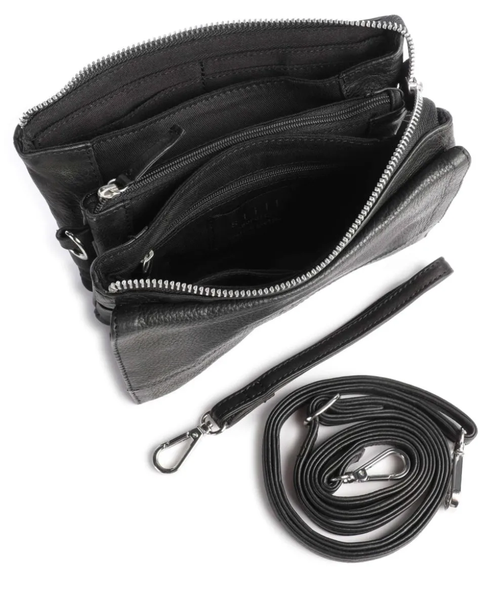 Anouk Anouk Umhängetasche genarbtes Leder schwarz