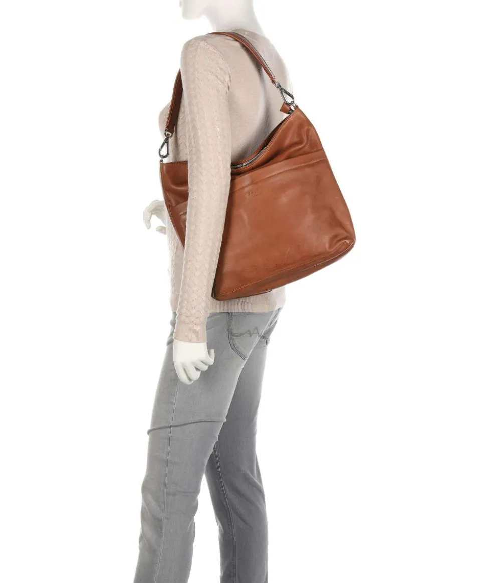 Anouk Beuteltasche genarbtes Leder cognac