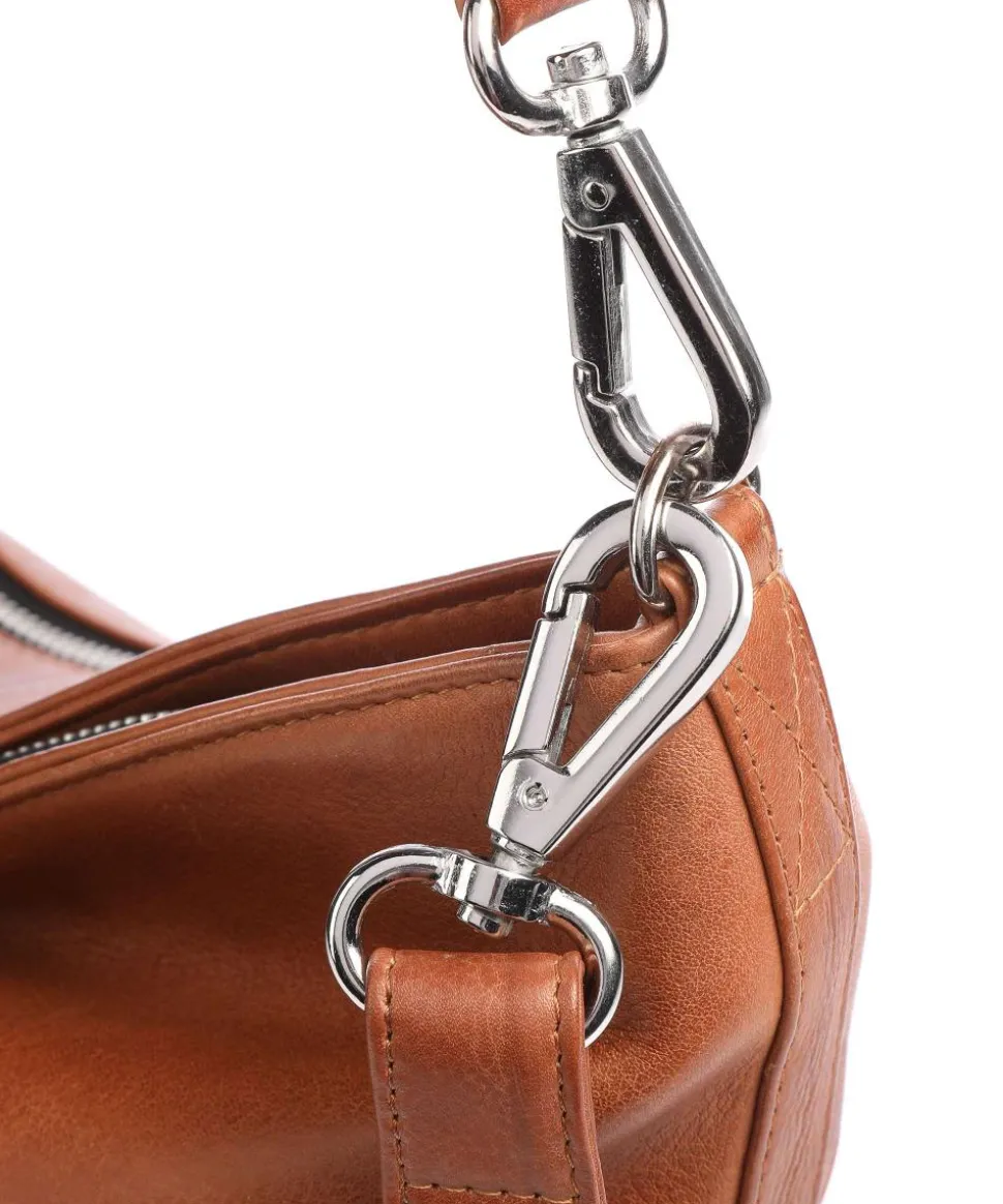 Anouk Beuteltasche genarbtes Leder cognac