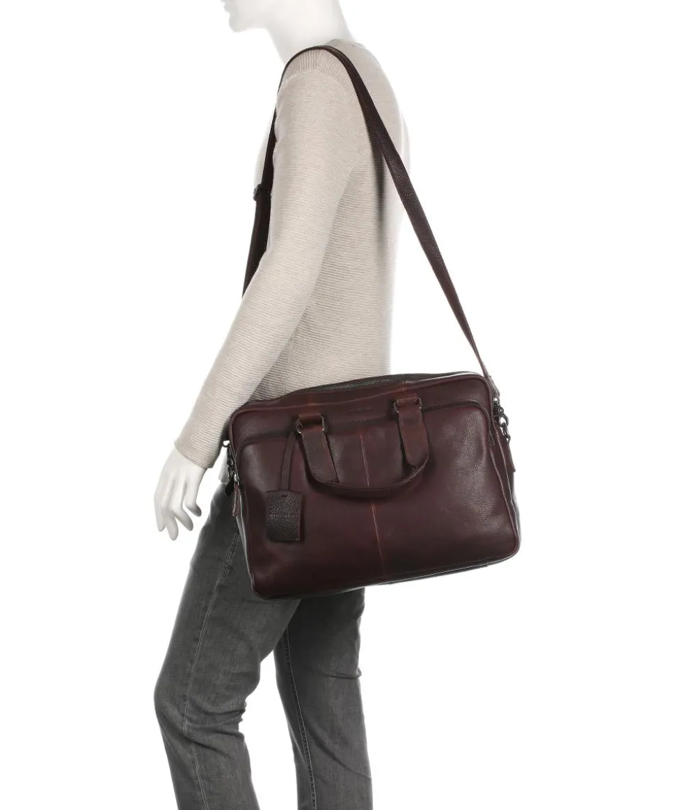 Antique Avery Aktentasche 15″ genarbtes Leder mahagoni