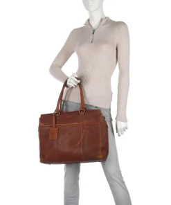 Antique Avery Aktentasche 15″ genarbtes Leder tan