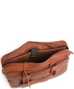 Antique Avery Aktentasche 15″ genarbtes Leder cognac