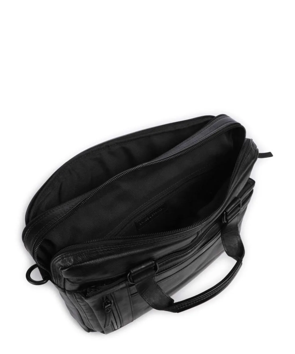 Apache Brutus Aktentasche 15″ fein genarbtes Leder schwarz