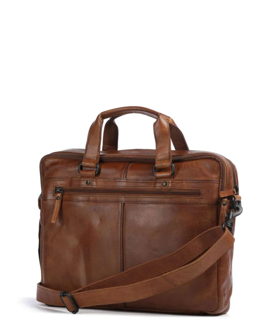 Apache Brutus Aktentasche 15″ fein genarbtes Leder cognac
