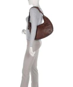 Apache Harli Schultertasche genarbtes Leder braun