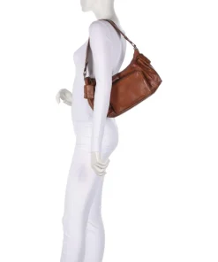 Apache Jaclyne Schultertasche genarbtes Rindsleder cognac