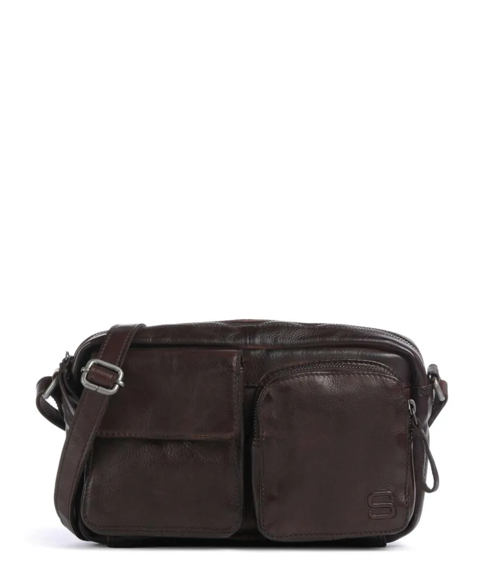 Apache Sara Umhängetasche genarbtes Leder dunkelbraun