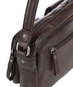 Apache Sara Umhängetasche genarbtes Leder dunkelbraun