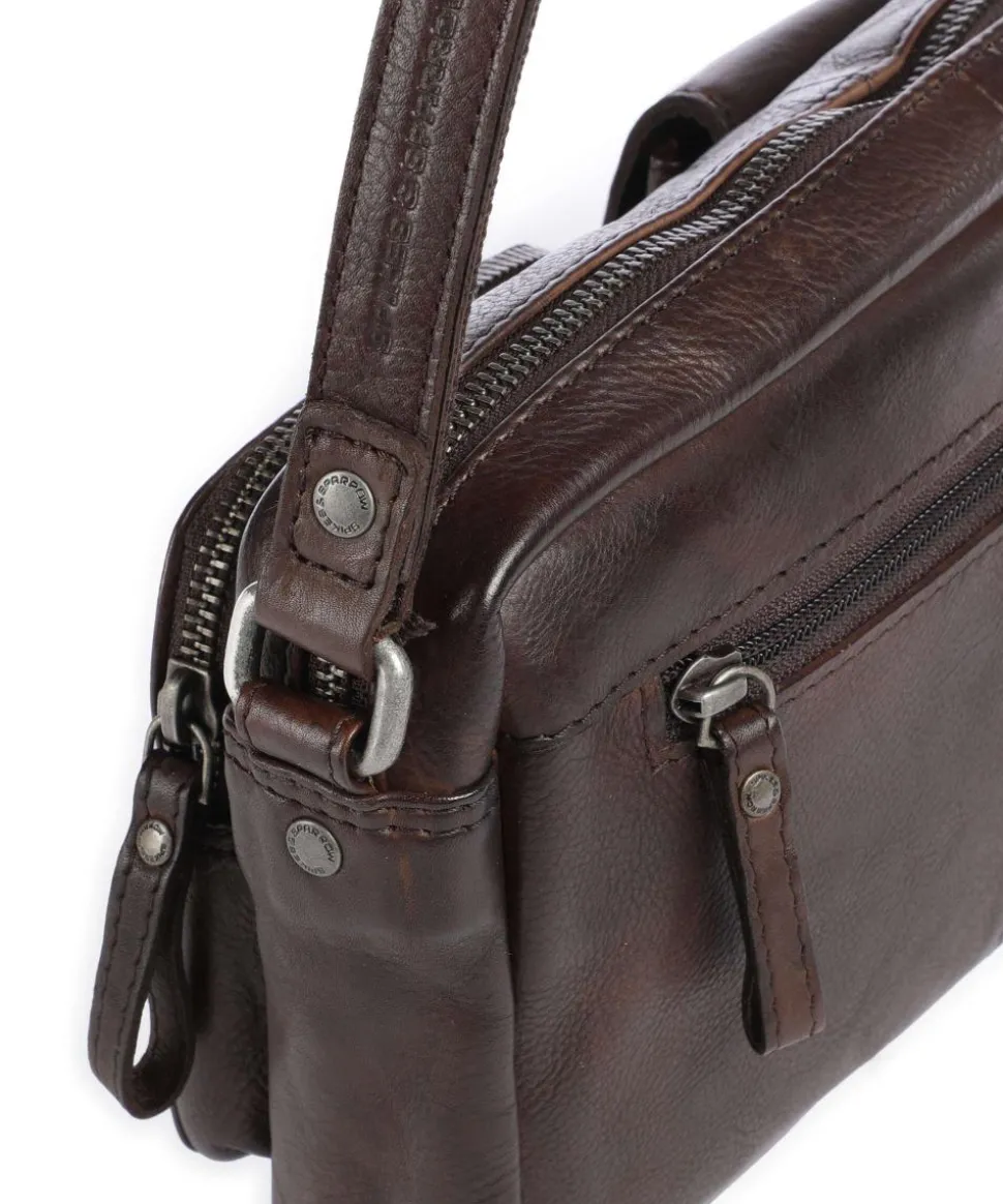 Apache Sara Umhängetasche genarbtes Leder dunkelbraun