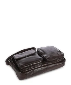 Apache Sara Umhängetasche genarbtes Leder dunkelbraun