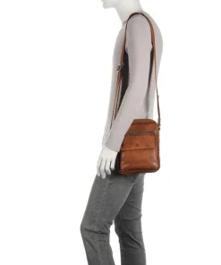 Apache Umhängetasche fein genarbtes Leder cognac