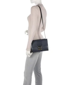 Arlettis Schultertasche genarbtes Leder navy