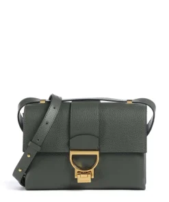 Arlettis Schultertasche genarbtes Leder dunkelgrün