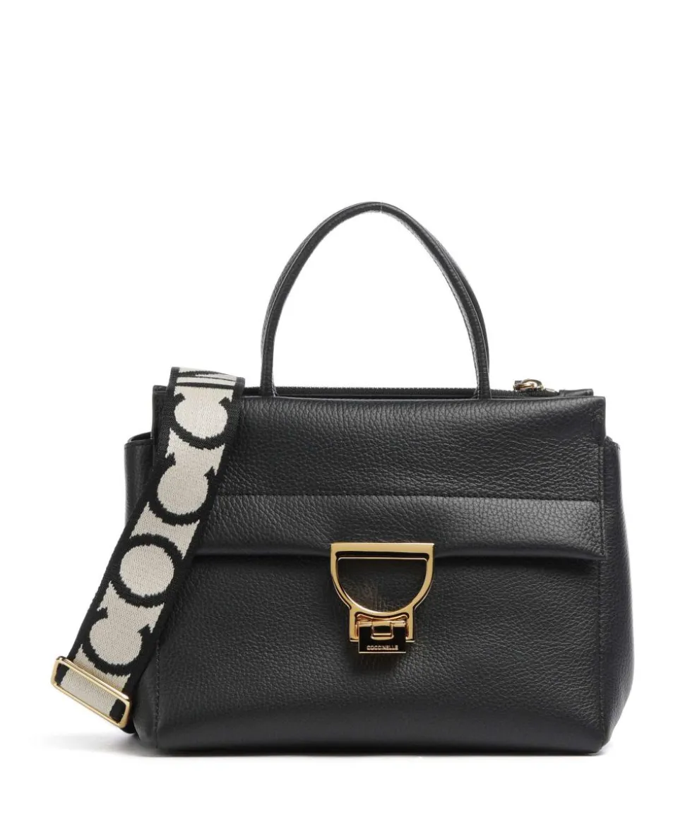 Arlettis Signature Handtasche genarbtes Leder schwarz