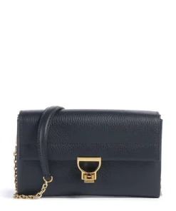 Arlettis Umhängetasche genarbtes Leder dunkelblau