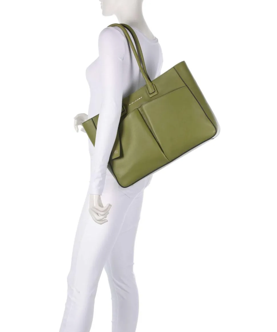 Ashley Shopper 15″ fein genarbtes Rindsleder olivgrün