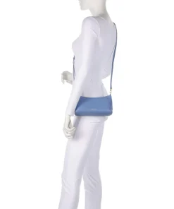 Aura Schultertasche genarbtes Leder blau