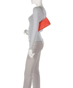 Aura Schultertasche genarbtes Leder rot